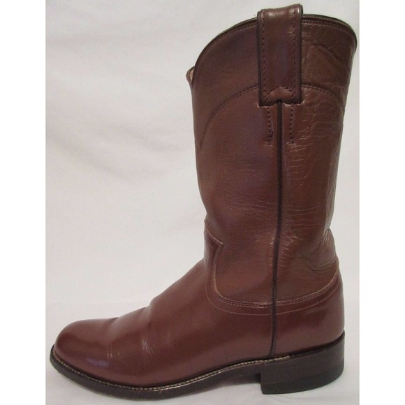 Justin Made USA Women's 5 1/2 B Brown Leather Western Cowgirl Boots Rodeo Shoes - Picture 7 of 12
